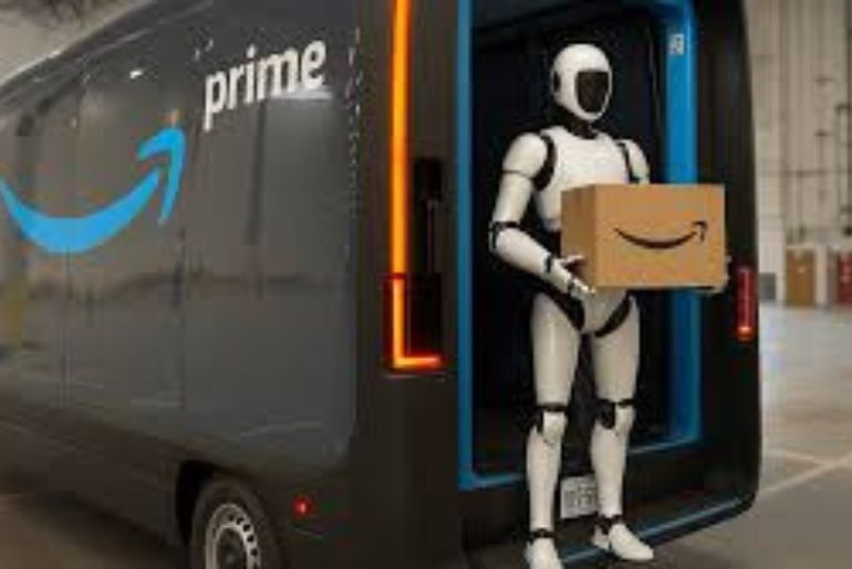 Amazon trials humanoid robots with Rivian delivery electric vans