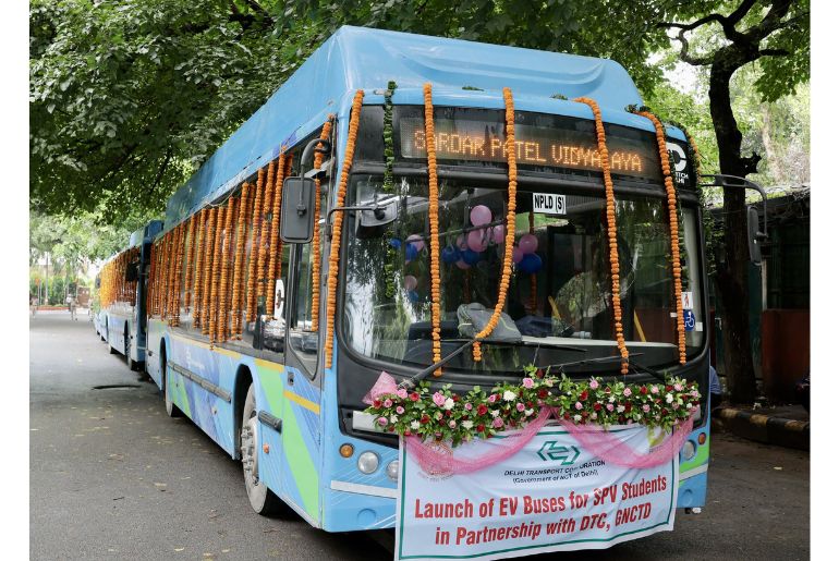 Delhi CM Launches 24 Electric School Buses